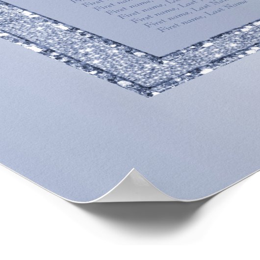 Periwinkle Glitzer & Silver Wedding Rings Poster (Ecke)