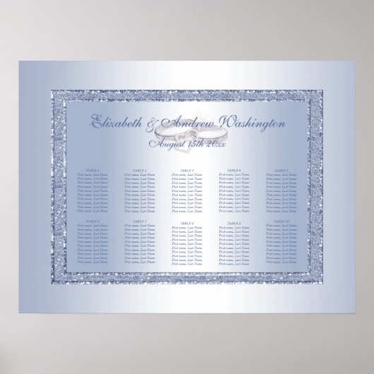 Periwinkle Glitzer & Silver Wedding Rings Poster (Vorne)