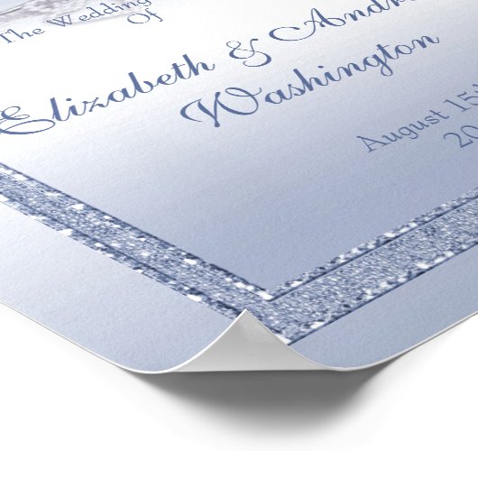 Periwinkle Glitzer & Silver Wedding Rings Poster (Ecke)