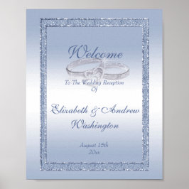 Periwinkle Glitzer & Silver Wedding Rings Poster