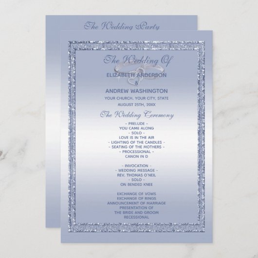 Periwinkle Glitzer & Silver Wedding Rings Programm (Vorne/Hinten)