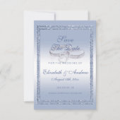 Periwinkle Glitzer & Silver Wedding Rings Save The Date (Vorderseite)