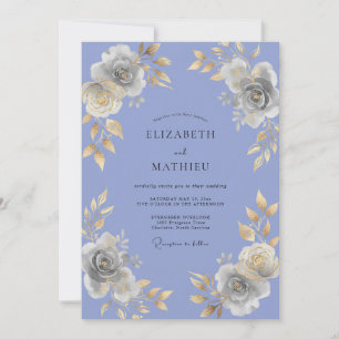 Periwinkle Gold Gemalte Hochzeit Einladung