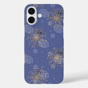 PERIWINKLE & GOLD HALLOWEEN SPIDERS & WEBS iPhone 16 PLUS HÜLLE
