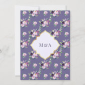 Periwinkle Gold Lila blumenmuslimische Hochzeit Einladung (Rückseite)