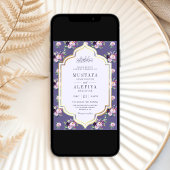 Periwinkle Gold Lila blumenmuslimische Hochzeit Einladung