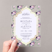 Periwinkle Gold Purple Floral Muslim Wedding Acryleinladungen (Insitu (Handheld))