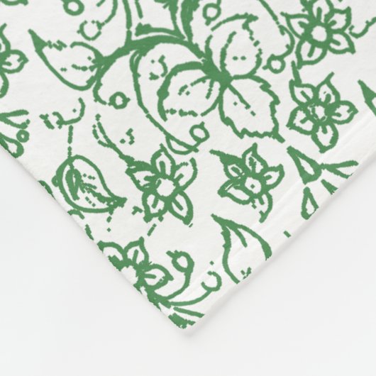 Periwinkle Green White Decorative Choral Fleecedecke (Ecke)