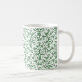 Periwinkle Green White Decorative Choral Kaffeetasse