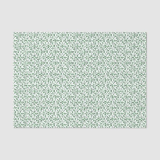 Periwinkle Green White Decorative Choral Seidenpapier (Vorderseite)