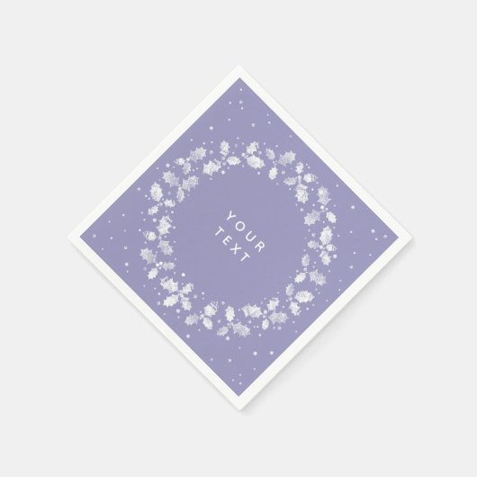 Periwinkle Hand druckt Holly Wreath Weihnachten Serviette (Ecke)
