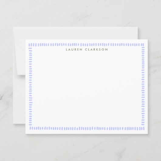 Periwinkle Hand-Painted Border Note Card Einladung (Vorderseite)