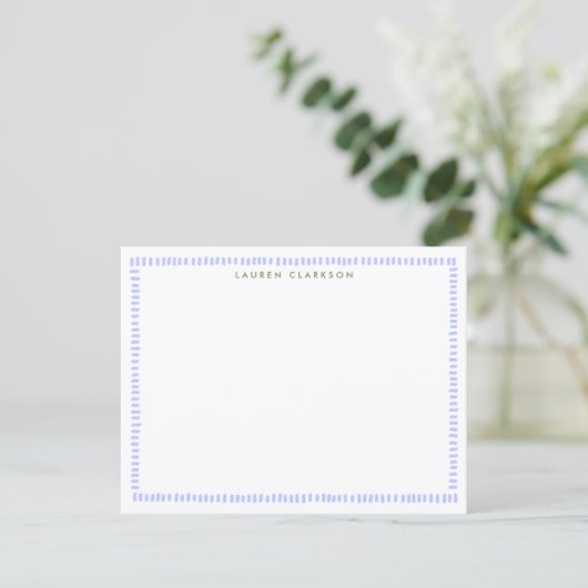 Periwinkle Hand-Painted Border Note Card Einladung (Stehend Vorderseite)