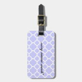 Periwinkle Hellblaues Quatrefolienmuster Gepäckanhänger (Vorderseite vertikal)