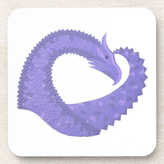 Periwinkle Herzdrache auf Weiß Getränkeuntersetzer (Vorderseite)