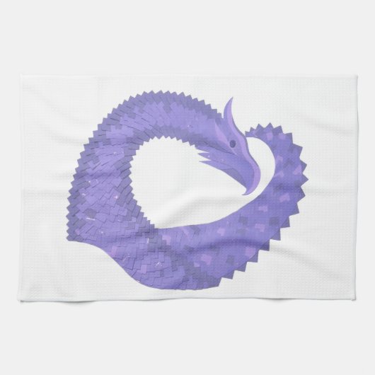 Periwinkle Herzdrache auf Weiß Handtuch (Horizontal)