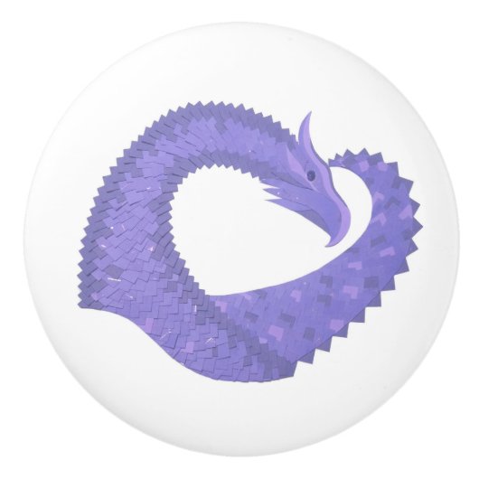 Periwinkle Herzdrache auf Weiß Keramikknauf (Vorderseite)