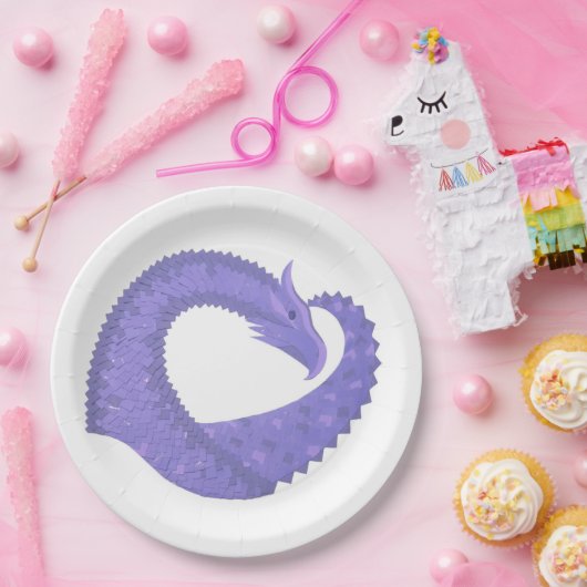 Periwinkle Herzdrache auf Weiß Pappteller (Party)