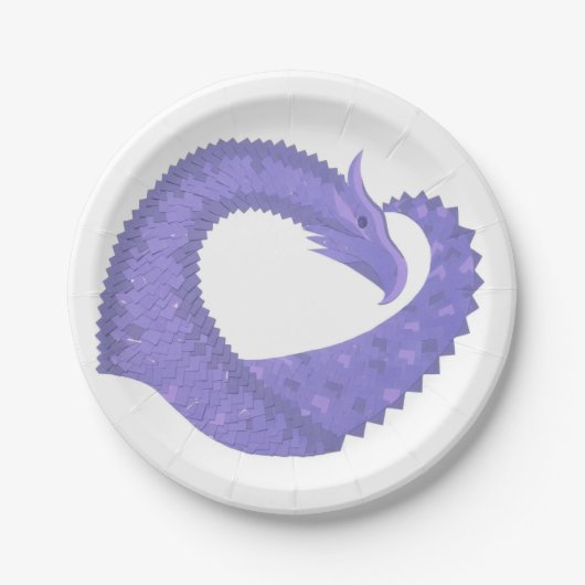 Periwinkle Herzdrache auf Weiß Pappteller (Vorderseite)