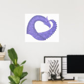 Periwinkle Herzdrache auf Weiß Poster (Heimbüro)