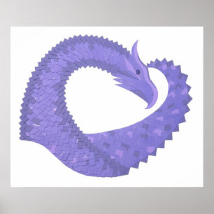 Periwinkle Herzdrache auf Weiß Poster