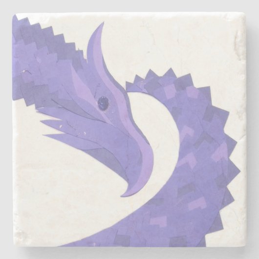 Periwinkle Herzdrache auf Weiß Steinuntersetzer (Vorderseite)