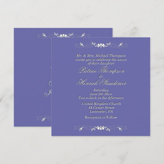 Periwinkle Hochzeitseinladung Einladung (Vorne/Hinten)