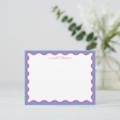 periwinkle & Hot Pink Wavy Border Note Card Einladung (Stehend Vorderseite)