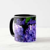 Periwinkle hydrangeas lila blaue Blumen für Tante Tasse (Vorderseite Links)