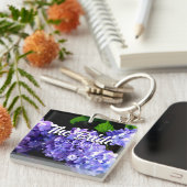 Periwinkle Hydrangeas lila Blüten Braun Schlüsselanhänger (Vorderseite rechts)