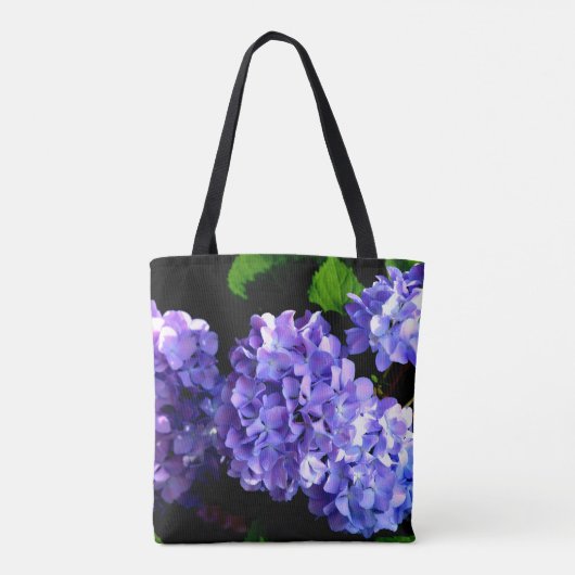 Periwinkle Hydrangeas lila Blüten Braun Tasche (Rückseite)