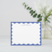 Periwinkle & Icy Blue Wavy Border Note Card Einladung (Stehend Vorderseite)