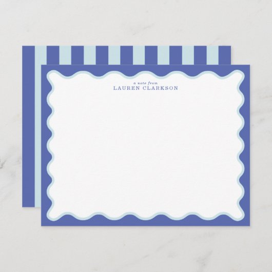 Periwinkle & Icy Blue Wavy Border Note Card Einladung (Vorne/Hinten)