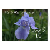 Periwinkle Iris Wedding Table Zent Cards (Vorderseite (Horizontal))