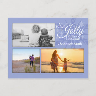 Periwinkle Jolly Christmas Foto Postcard Feiertagspostkarte