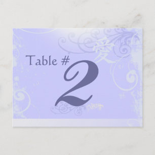 Periwinkle Kanji Liebe Swirl Wedding Tischnummer