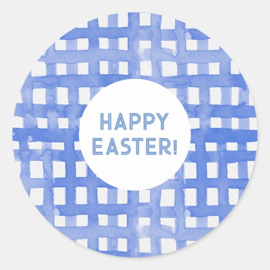 Periwinkle karierte Osteraufkleber Runder Aufkleber (Vorderseite)