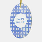 Periwinkle kariertes Muster Osterzeit Keramik Ornament (Links)