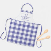 Periwinkle Kitchen Monogram Name Gingham Karo Schürze