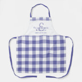 Periwinkle Kitchen Monogram Name Gingham Karo Schürze (Vorderseite)