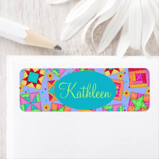 Periwinkle Lavender Quilt Patchwork Blocks Art (Insitu)