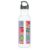 Periwinkle Lavender Quilt Patchwork Blocks Art Trinkflasche (Rückseite)