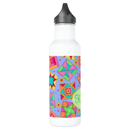 Periwinkle Lavender Quilt Patchwork Blocks Art Trinkflasche (Links)