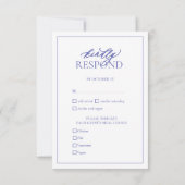 Periwinkle Leafy Wappen Monogram Wedding RSVP Card Karte (Rückseite)
