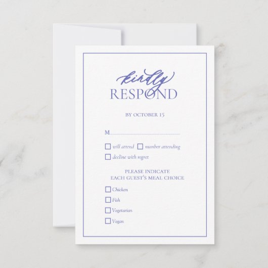 Periwinkle Leafy Wappen Monogram Wedding RSVP Card Karte (Rückseite)