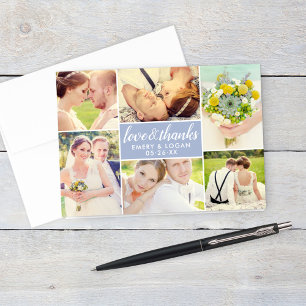 Periwinkle Liebe und Dank Hochzeitfotografie Dankeskarte