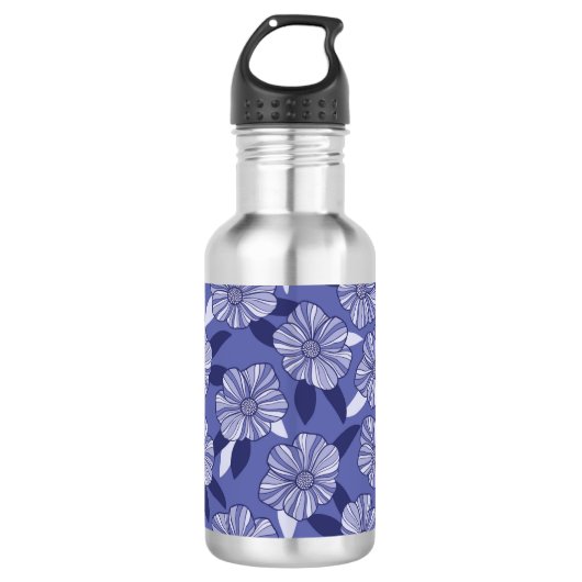 Periwinkle Lila Blumenmuster Edelstahlflasche (Vorderseite)