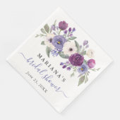 Periwinkle Lila Fuchsia Floral Brautparty Serviette (Ecke)