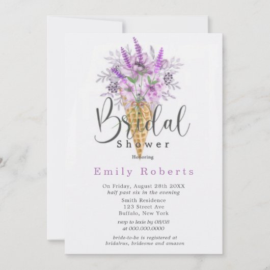 Periwinkle Lila Ice Cone Brautparty Inv Einladung (Vorderseite)