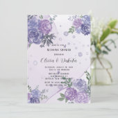 Periwinkle Lila Peony Alcohol Ink Polterabend Einladung (Stehend Vorderseite)